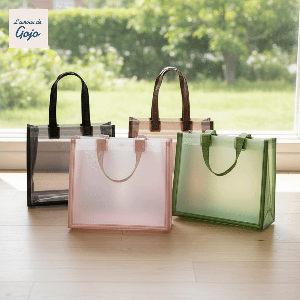GOJO Lễ hội phun nước PVC Tote, Túi xách trong suốt bằng nhựa dày, Sự kiện Tặng đi PVC Túi bền có thể tái sử dụng Sử dụng hàng ngày