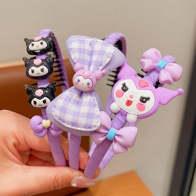 Bờm Tóc Kuromi Siêu Xinh Phong Cách Hàn Quốc Cho Bé Băng Đô Cài Tóc Đính Nơ Xinh Xắn Cho Bé Gái