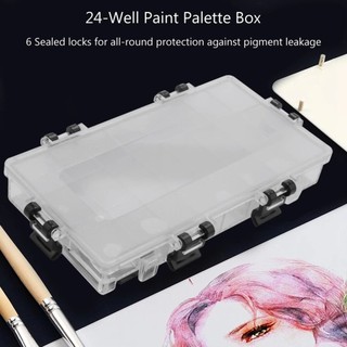 HIGHVIEWLS Khay Sơn, Chảo Nửa Chống Rò Rỉ Kín Khí Pallet Tranh Màu Nước, Acrylic Di Động 12 / 24 / 36 Wells Khay Sơn Hộp Tranh Màu Nước