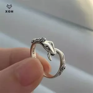 Nhẫn rắn handmade vintage đơn giản với họa tiết hoa hồng, phù hợp làm quà tặng