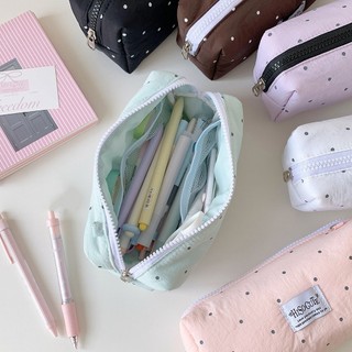 Túi đựng bút Hàn Quốc NEDFSQM, hộp đựng bút chì Y2k Dots, túi để bàn phong cách, túi vải văn phòng phẩm học sinh