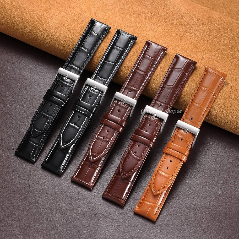 Dây đeo đồng hồ bằng da thật màu nâu 10 / 12 / 13 / 14 / 15 / 16 / 17 / 18 / 19 / 2021 / 22 / 23 / 24mm Dây đeo đồng hồ Khóa vàng dành cho nam nữ Cổ điển Dây buộc cổ điển Hoa văn tre