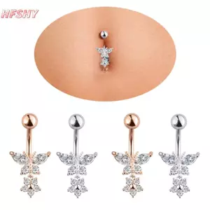 HFSHY Bướm Zircon Thép Rốn - Trang Sức Cơ Thể Dùng Xuyên Bụng