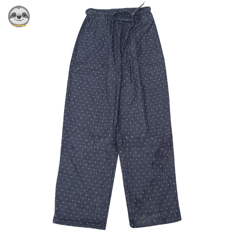 Nhật Bản không in/cặp đôi màu quần với dây rút/nam và nữ 100% cotton đôi lớp sợi kẻ sọc sóng điểm ngủ quần/bên ngoài có thể mặc