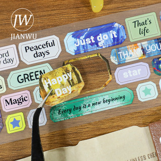 JIANWU 50mm * 222cm Vintage Moment of Life Từ tiếng Anh Vật liệu phong cảnh Cắt băng Sổ lưu niệm PET Tạp chí sáng tạo Văn phòng phẩm
