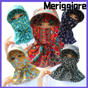 Mũ chống nắng mặt MERIGGIARE, Mũ làm việc hái trà chống tia cực tím vành rộng, thời trang nhẹ thoáng khí quấn toàn bộ Mũ ngư dân mùa hè ngoài trời