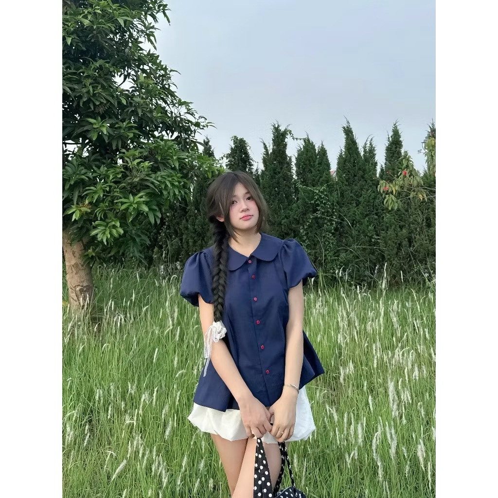 Sơ mi bèo cổ sen dáng babydoll to phồng siêu đang yêu SMZ9334