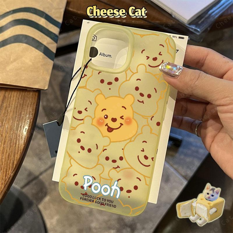 ôi em yêu Winnie chú gấu dễ thương Ốp điện thoại màu vàng mờ cho iPhone 15 16 11 12 13 14 17 Pro Max 7 Plus XR Xs Max
