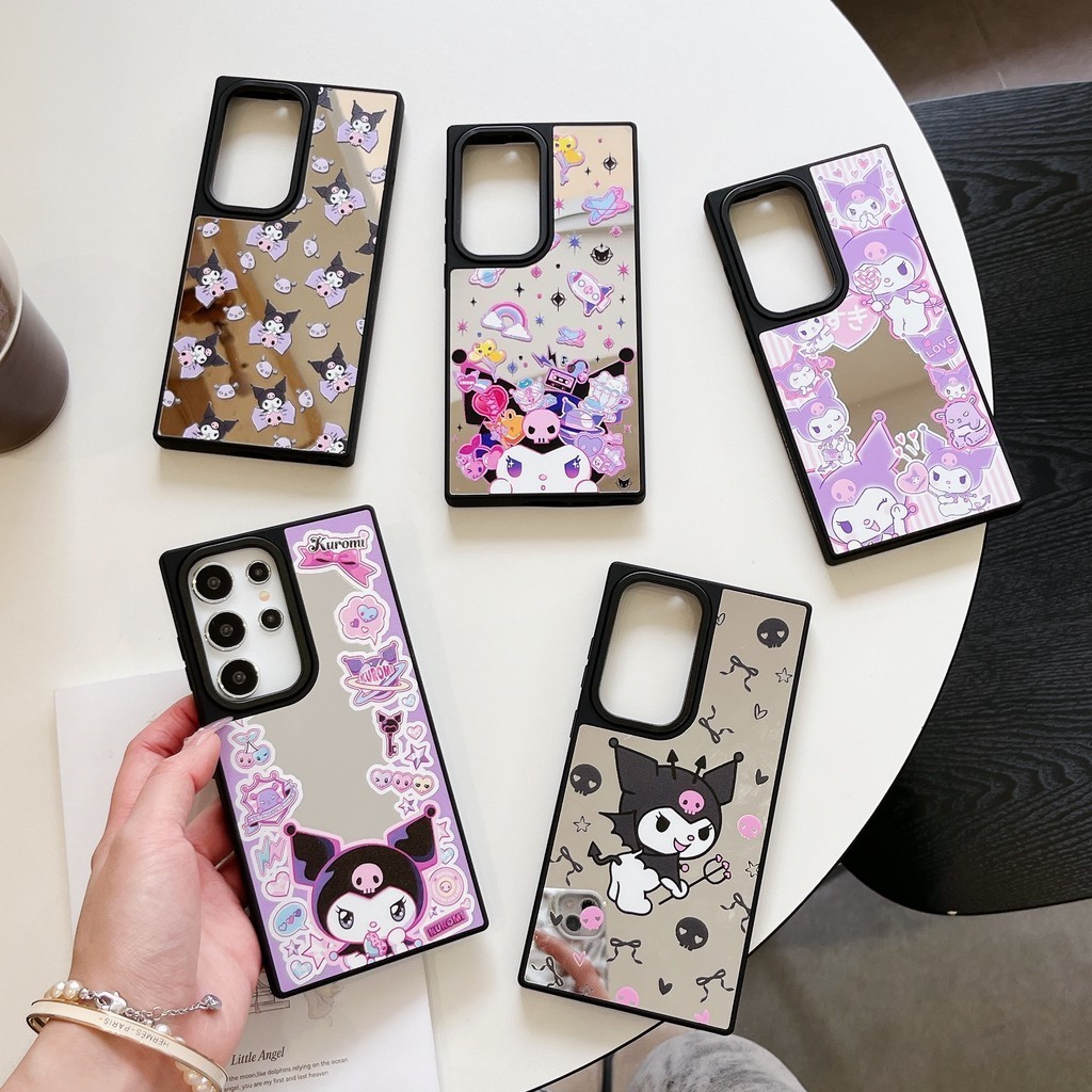 Gương không logo từ tính Dễ thương Kuromi Melody KAWAII Phim hoạt hình Nhật Bản Anime Vỏ cứng Tương thích cho Samsung S26 Ultra Plus S25 / S24 / S23