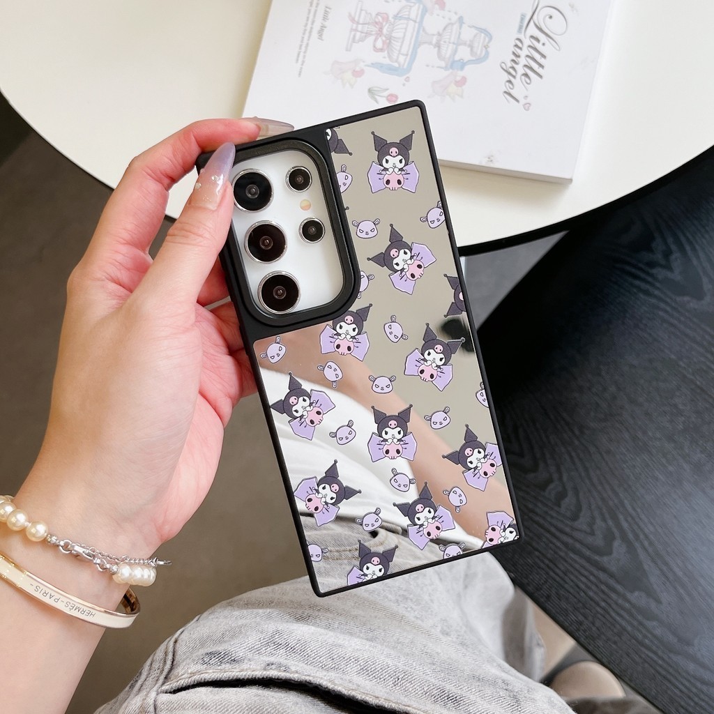 Gương không logo từ tính Dễ thương Kuromi Melody KAWAII Phim hoạt hình Nhật Bản Anime Vỏ cứng Tương thích cho Samsung S26 Ultra Plus S25 / S24 / S23