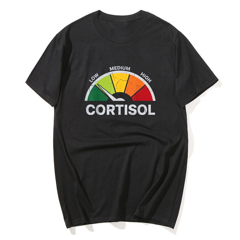 Low Cortisol Cấp Nhận Thức Tuyên Bố Áo nam Nữ 100% Cotton Áo Sơ Mi Tay Ngắn
