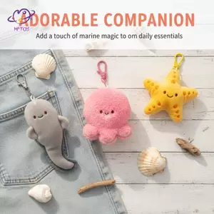 HFTOY Dễ Thương Sáng Tạo Động Vật Biển Sang Trọng Móc Khóa Hoạt Hình Vui Nhộn Bạch Tuộc Sao Biển Mặt Dây Chuyền Bapa Trang Trí Mặt Dây Chuyền Sang Trọng Búp Bê Quà Tặng ~