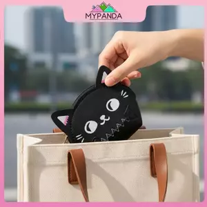 MYPANDA Hoạt Hình Dễ Thương Mèo Túi Đựng Tiền Xu Tai Nghe Di Động Túi Bảo Quản Túi Vuông Nhỏ Đổi Tiền Túi Móc Khóa Mặt Dây Chuyền.