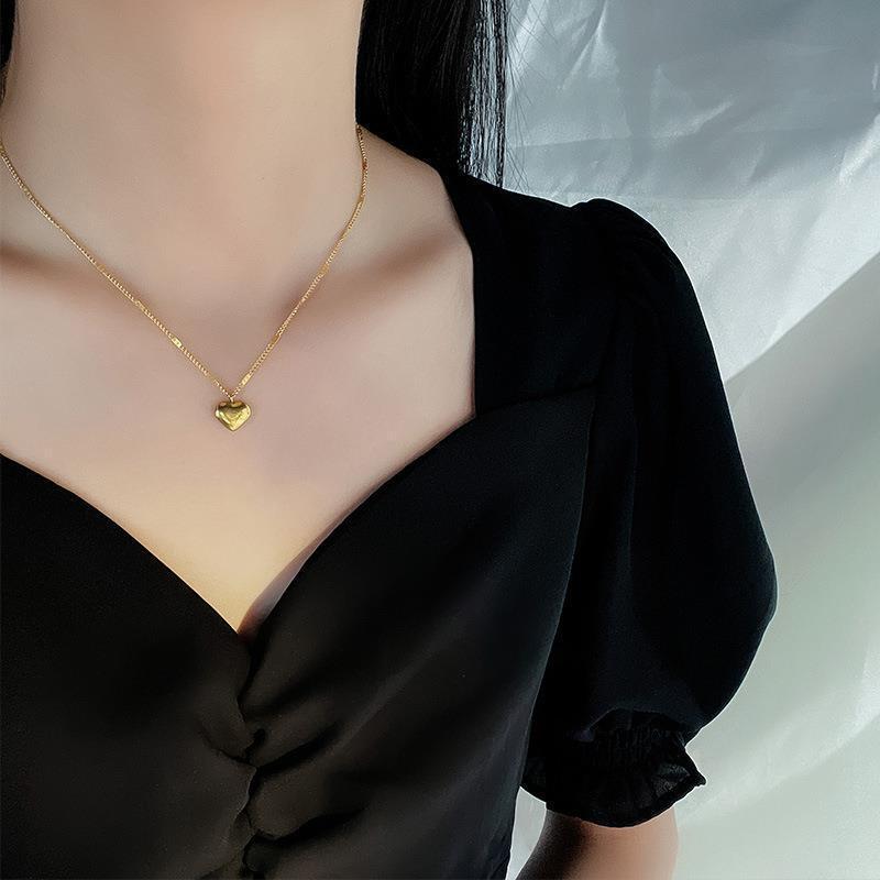 Đơn Giản Vòng Cổ Mặt Dây Chuyền Thép Titan Không Phai Màu Cho Phụ Nữ