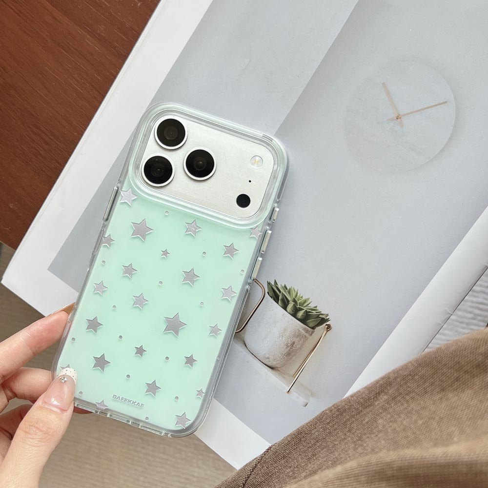 Ốp lưng cứng mờ Tương thích với iPhone 13 14 14Pro 14ProMax 15 15Pro 15ProMax 16 16Pro 16ProMax 17 17Pro 17ProMax Ốp lưng họa tiết ngôi sao mạ vàng