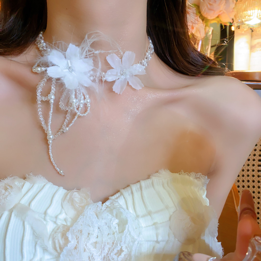 Bộ vòng cổ & kẹp tai nơ, phong cách kỳ nghỉ thanh lịch, phù hợp trend Châu Âu và Mỹ