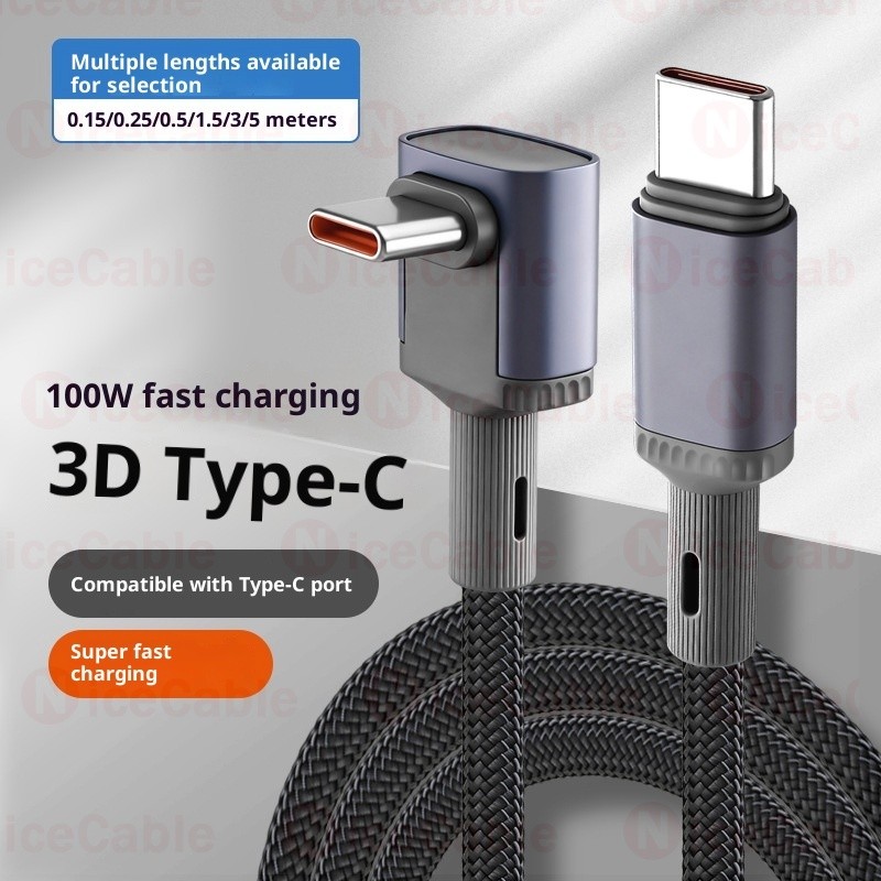 Cáp sạc nhanh 66W USB sang Type C Thiết kế uốn cong đôi Cáp chơi game chống treo Dây dữ liệu bện Nylon dày cho điện thoại / máy tính bảng