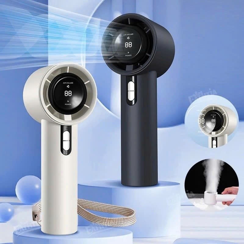 Quạt Cầm Tay Mini Turbo F638 100 Tốc Độ Gió Mạnh Pin 3000mAh Sạc Type C Màn Hình LED