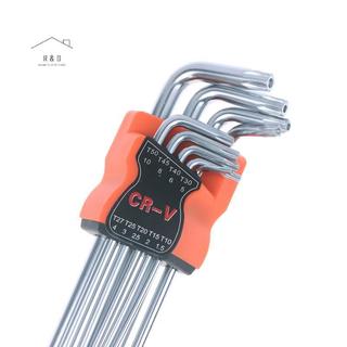 RO > 9 Cái Torx Star Cờ Lê Bộ Allen Phím Lục Giác Cờ Lê Đầu Kép Loại L Tuốc Vít Ngôi Sao Dụng Cụ Sửa Chữa Tay Cho DIY Sửa Chữa Nhà Mới
