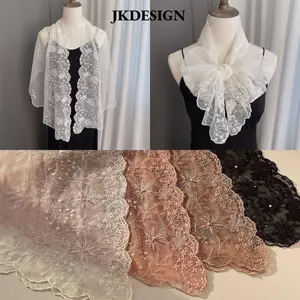 Khăn choàng ren JKDESIGN, thiết kế cổ điển thêu hoa, phù hợp chống nắng và nhiều mục đích sử dụng khác nhau cho nữ