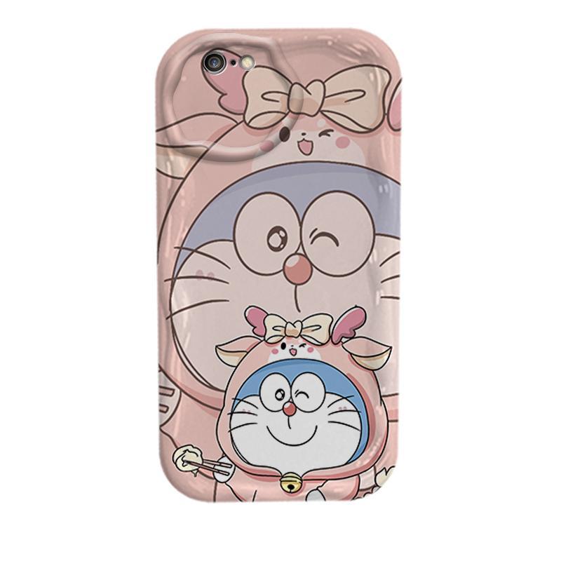 Ốp Silicon Hoạt Hình Cho iPhone 6 6S 6 Plus 6S Plus 7 8 Plus SE 2020 Vỏ Điện Thoại Mềm 3D Cặp Đôi Doremon Chống Sốc Mặt Sau
