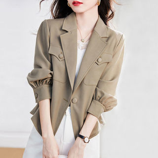 Áo khoác dài tay thường ngày cho phụ nữ, phong cách Hàn Quốc, áo blazer đa năng, áo gió ngắn rộng rãi