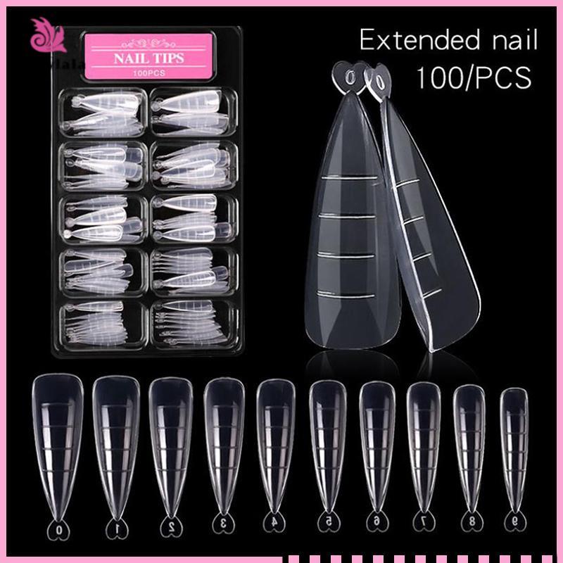 Eshylala 100 Chiếc Móng Tay Dạng Full Cover Gel Khuôn Đầu Nối Dài Móng Tay Tự Làm Móng Tay Phụ Kiện [MỚI]