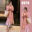 Trang phục bà bầu mùa hè - Váy chiffon dáng Ashort sleeves, họa tiết kẻ sọc ngọt ngào