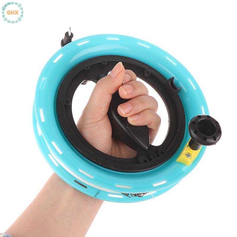 GHX 1 Miếng Ngoài Trời Tròn Màu Xanh Cầm Cho Fying Diều 100-400M Diều Cuộn Cuộn Bánh Xe Lửa Dây Tay Cầm Bay Dụng Cụ Dây Xoắn VN