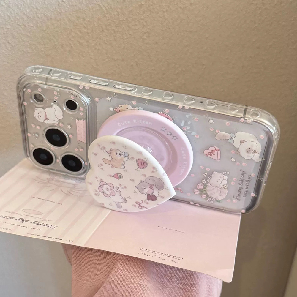 Giá đỡ từ tính Cat Garden Side Love Heart Vỏ điện thoại mềm cho iPhone 17 Pro Max 16 15 14 13 Vỏ bảo vệ chống sốc