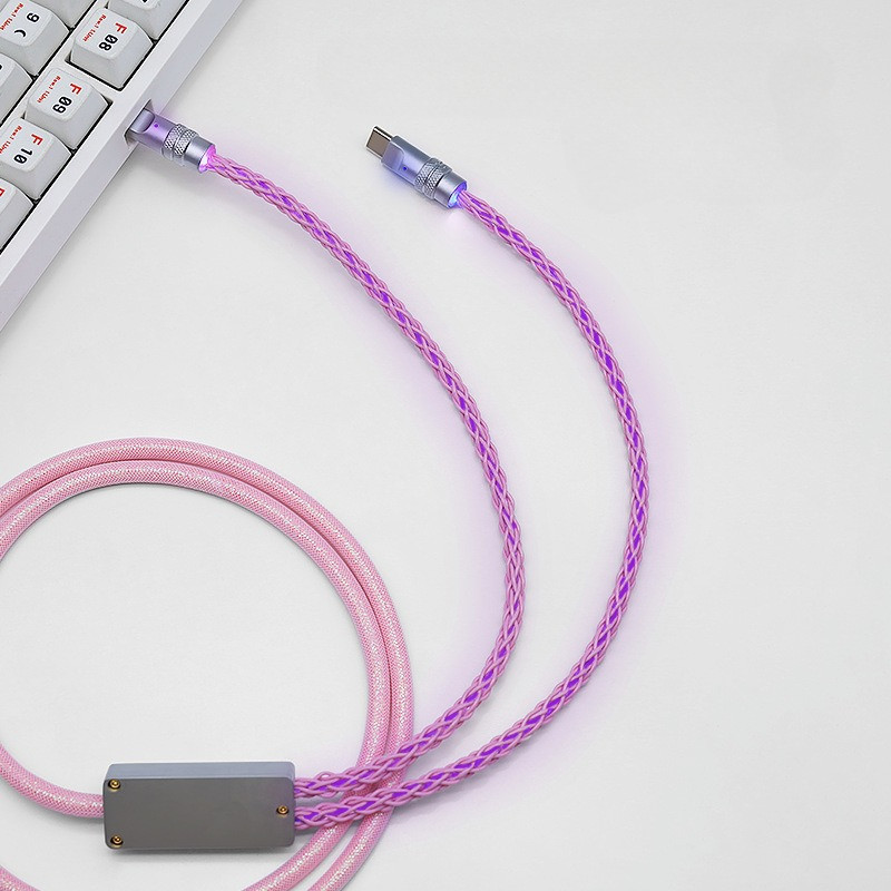 Dây Cáp sạc RGB 2 in 1 – Cắm bàn phím - Dây sạc phát sáng đổi màu - Vỏ hợp kim kẽm cao cấp - Dài 1,5 mét