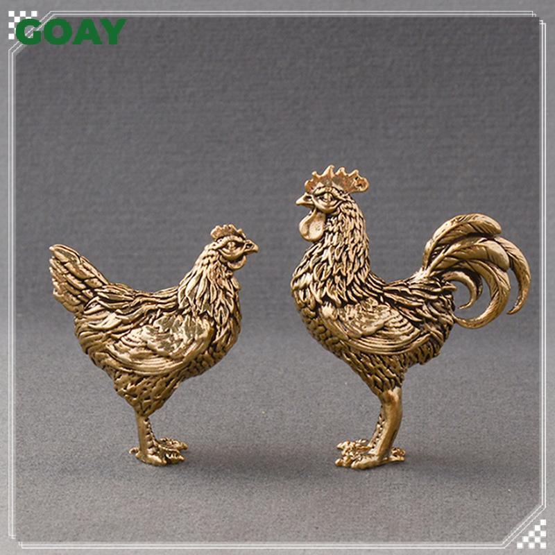 GOAY 1 / 2 Chiếc Thu Nhỏ Đồng Gà Trống Và Gà Mái Đồ Trang Trí Đồng Chắc Chắn Gà Trống Tượng Nhỏ Văn Phòng Để Bàn Đồ Trang Trí Trà Thú Cưng Thủ Công VN