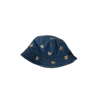 Mũ Bé Trai & Gái Kiểu Ngư Dân Denim Thêu Hình Gấu – Mũ Chống Nắng Xuân Thu Thoáng Mát MU008