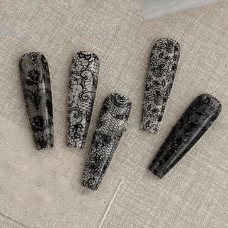 ESSENCEH Lá Móng Tay, Họa Tiết Sọc Ren Thiết Kế Dán Móng Tay, Hiệu Ứng Sequin Chuyên Nghiệp Đen Trắng Da Báo In Đề Can Móng Tay DIY