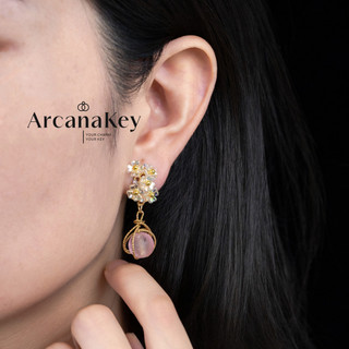 Bông tai đính hoa hồng Sakura màu Dopamine, thiết kế phù hợp mùa hè, phụ kiện hàng ngày nhẹ nhàng từ ArcanaKey