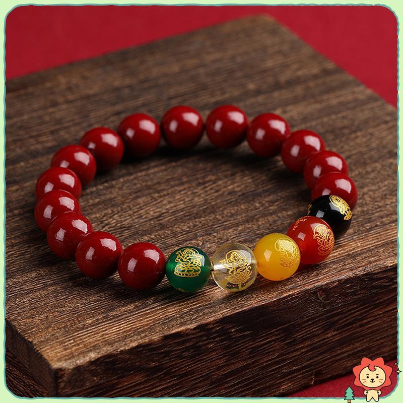 [Jielus] Cinnabar Pixiu Vòng tay Thiết kế cổ điển Hạt Lắc tay Quà tặng Nam Nữ Bùa hộ mệnh Trang sức tự nhiên Quà tặng quyến rũ Vòng tay chạm khắc