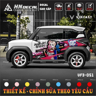 Tem dán xe VF3 - Decal dán xe VF3 MẪU TEM THỂ THAO CÁ TÍNH. 1 bộ dán 2 bên ( mẫu VF3 - 51 )