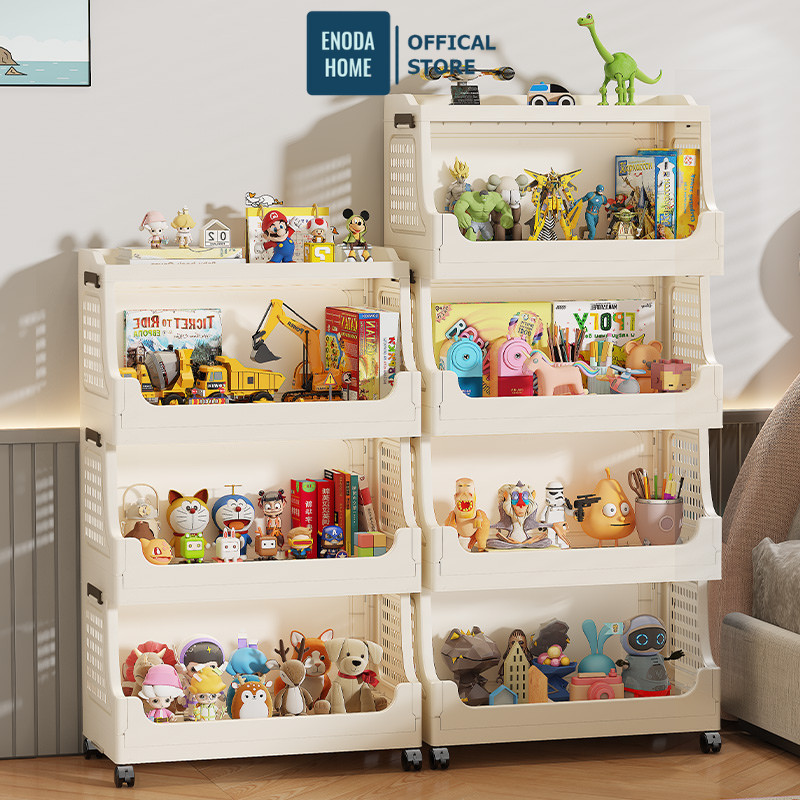 Kệ Đựng Đồ Chơi Gấp Gọn ENODA HOME, Tủ Kệ Đựng Đa Năng Cho Bé Chịu Lực Tốt Có Bánh Xe Di Chuyển Dễ Dàng TUN052
