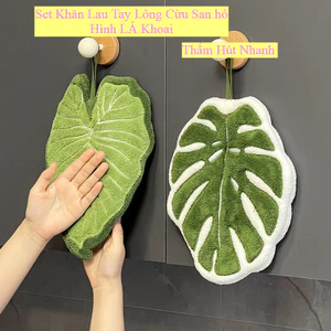 Combo 2 Khăn Lau Tay Hình Lá Khoai Chất Liệu Lông Cừu San Hô Thấm Hút