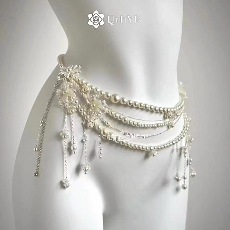 Dây xích ngọc trai retro hoa cho nữ bé gái - Quà tặng thời trang mới
