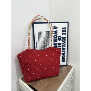 Túi Tote vải Canvas màu đỏ phong cách Hàn Quốc - Túi mua sắm dành cho nữ