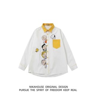 Dễ thương áo sơ mi dài tay Snoopy với hình hoạt hình mới lạ