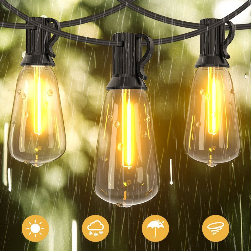 Đèn LED dây phong cách cổ điển chống nước, ánh sáng ấm, trang trí sân vườn, quán cà phê ngoài trời, 10m/15m