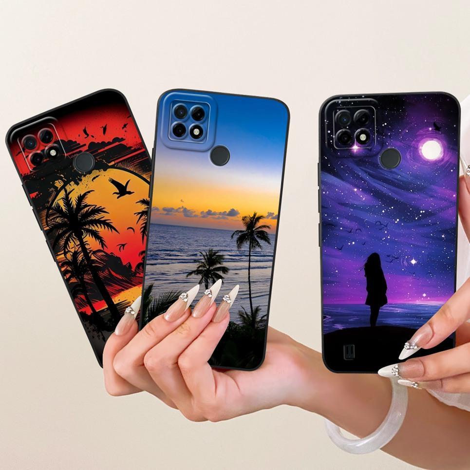 Mèo Trung Quốc Loogn Rồng Hoạt Hình Tranh Vỏ Cho Realme C21 C 21 Ốp Điện Thoại Silicon Mờ Mềm Trên Realme RMX3201