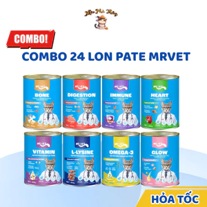 COMBO 24 Lon Pate MRVET 400G Mix Vị Tiêu Hóa, Sáng Mắt, Mượt Lông