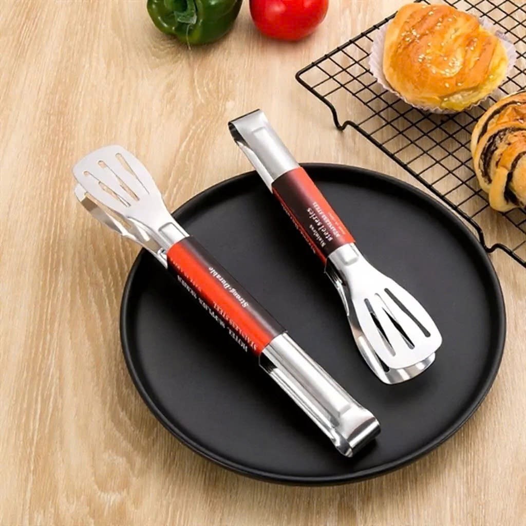 Kẹp thịt nướng BBQ thép không gỉ, chống trơn trượt, chịu nhiệt tốt, phù hợp gia đình, BBQ, dã ngoại