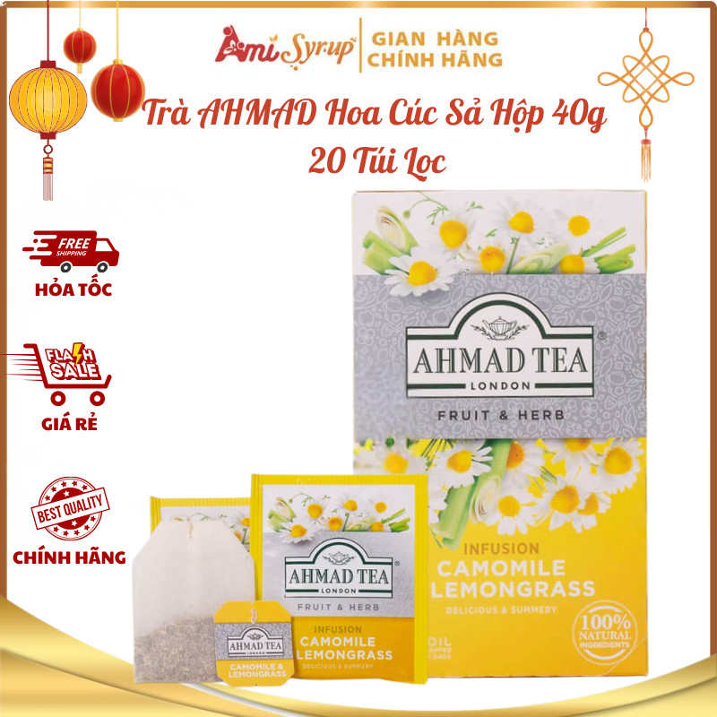 Trà AHMAD Hoa Cúc Sả Hộp 40g 20 Túi Lọc Có Bao Thiếc Sang Trọng, Thích Hợp Làm Quà Tặng