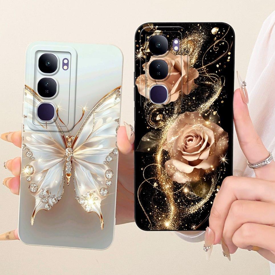 Dành Cho Vivo V40 Lite 4G 5G IDN / Vivo Y200 Y300 5G Ốp Điện Thoại Hoa Bướm Nữ Tính Ốp Lưng Silicon Mềm