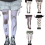 MỘT Gothic Quần Legging Nữ Thời Trang Thẩm Mỹ Nhật Bản Whimsy Dễ Thương Họa Tiết Trắng Opaque Quần Stockin