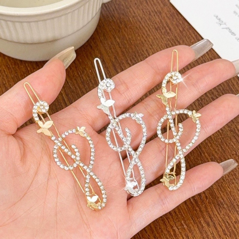 1 / 2 Kẹp Tóc Nữ Kim Cương Giả Sáng Bóng Tinh Tế Quyến Rũ - Nhẹ Đa Năng Thời Trang Kiểu Tóc Nhạc Note Barrettes